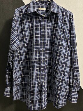 Burberry Men's Navy/Blue/White Nova Check LS Button‎ Down *SEE PHOTOS* PTP: 24"